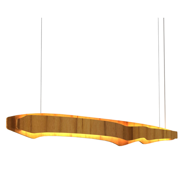 Horizon 140cm Natural Teak Wood Veneer 65w LED Linear Pendant