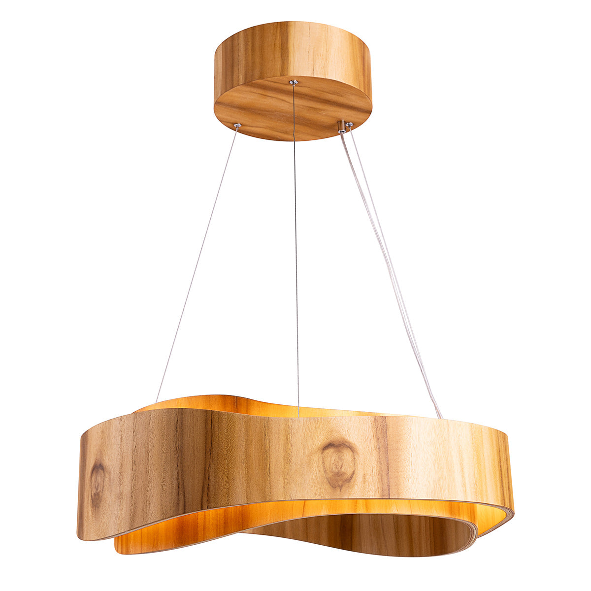 Horizon Medium 60cm Natural Teak Wood Veneer 43w LED Ring Pendant