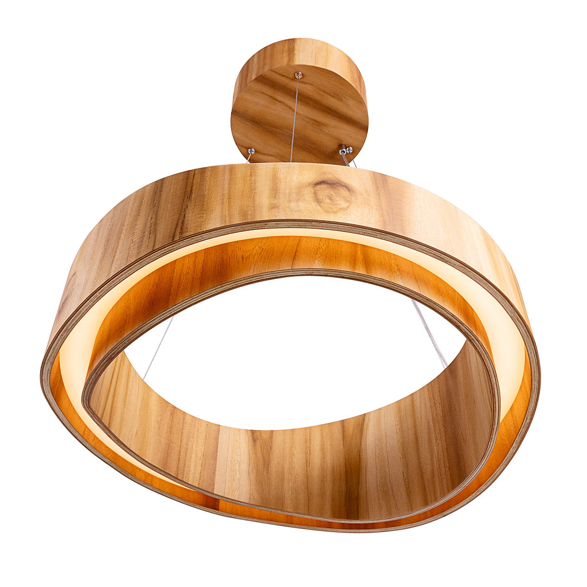 Horizon Medium 60cm Natural Teak Wood Veneer 43w LED Ring Pendant