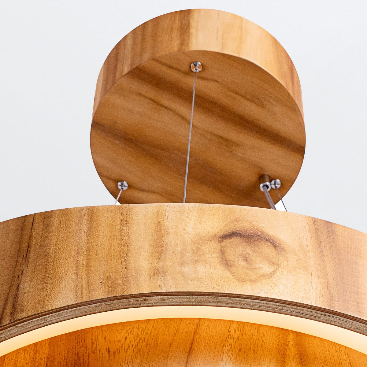 Horizon Medium 60cm Natural Teak Wood Veneer 43w LED Ring Pendant