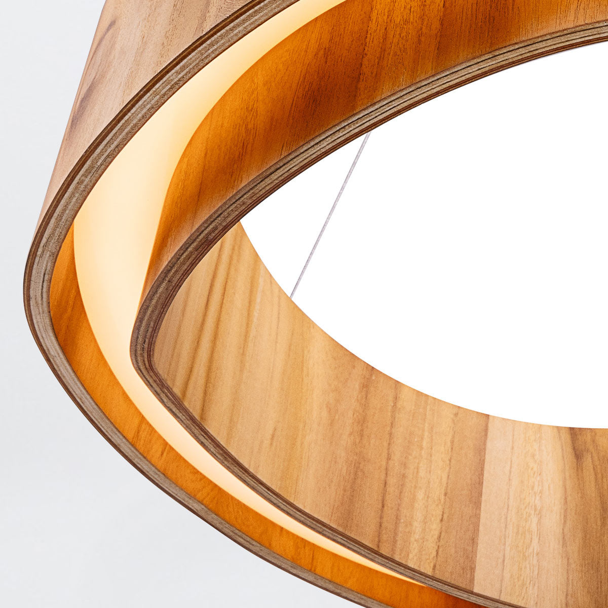 Horizon Medium 60cm Natural Teak Wood Veneer 43w LED Ring Pendant