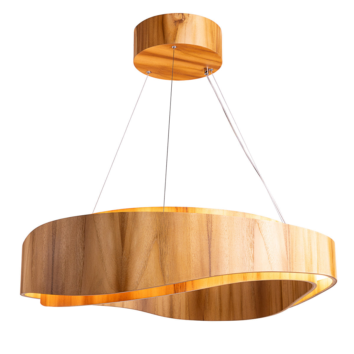Horizon Large 80cm Natural Teak Wood Veneer 58w LED Ring Pendant