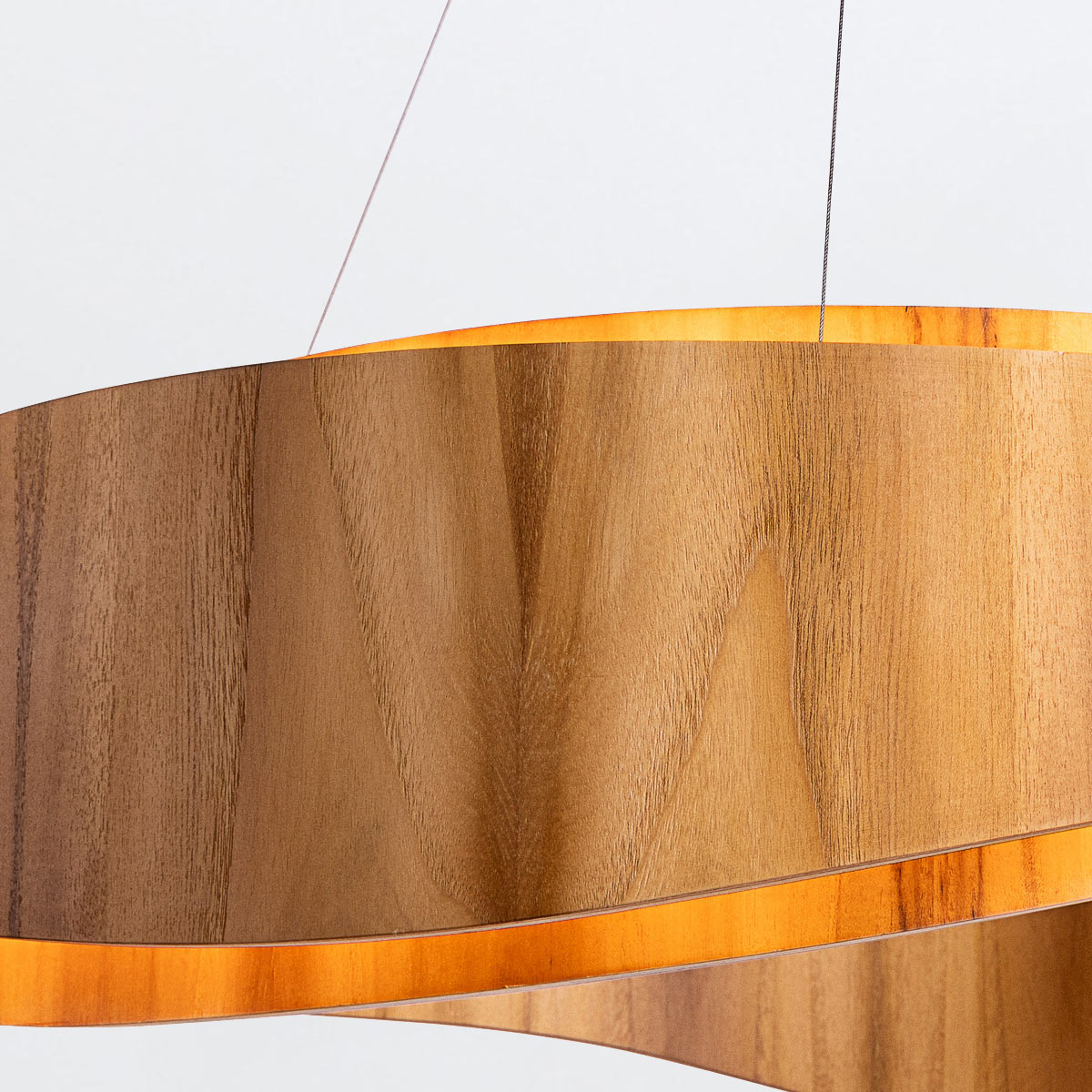 Horizon Large 80cm Natural Teak Wood Veneer 58w LED Ring Pendant