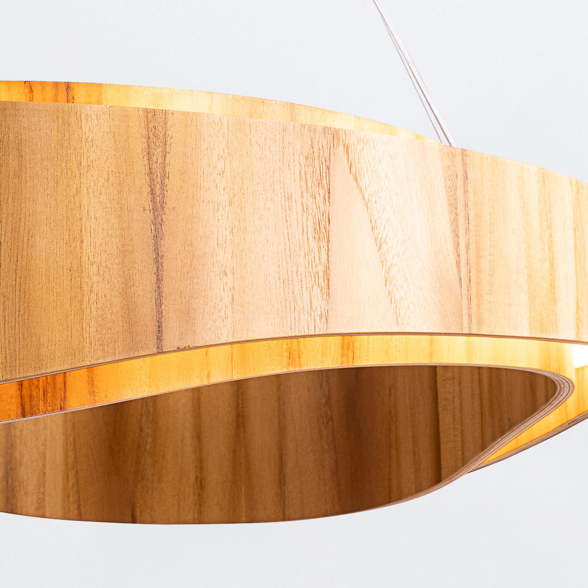 Horizon Large 80cm Natural Teak Wood Veneer 58w LED Ring Pendant