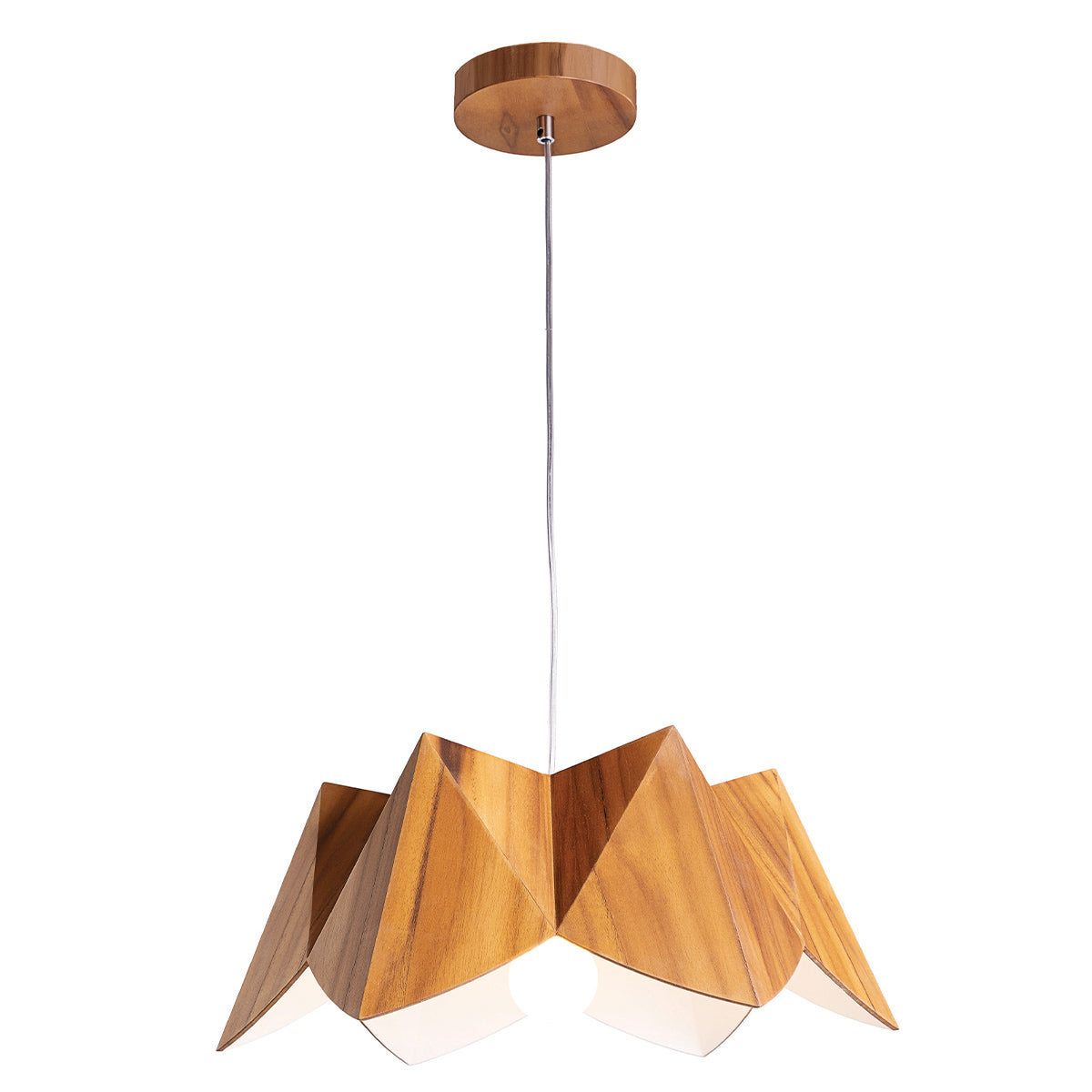Physalis Natural Teak Wood Veneer Single Drop Pendant