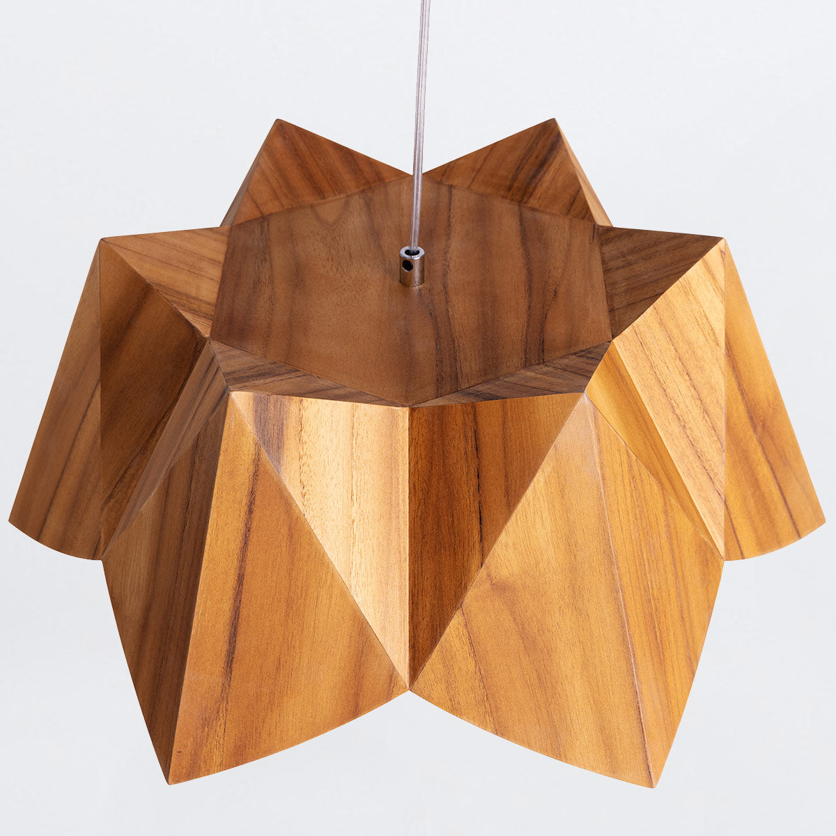 Physalis Natural Teak Wood Veneer Single Drop Pendant
