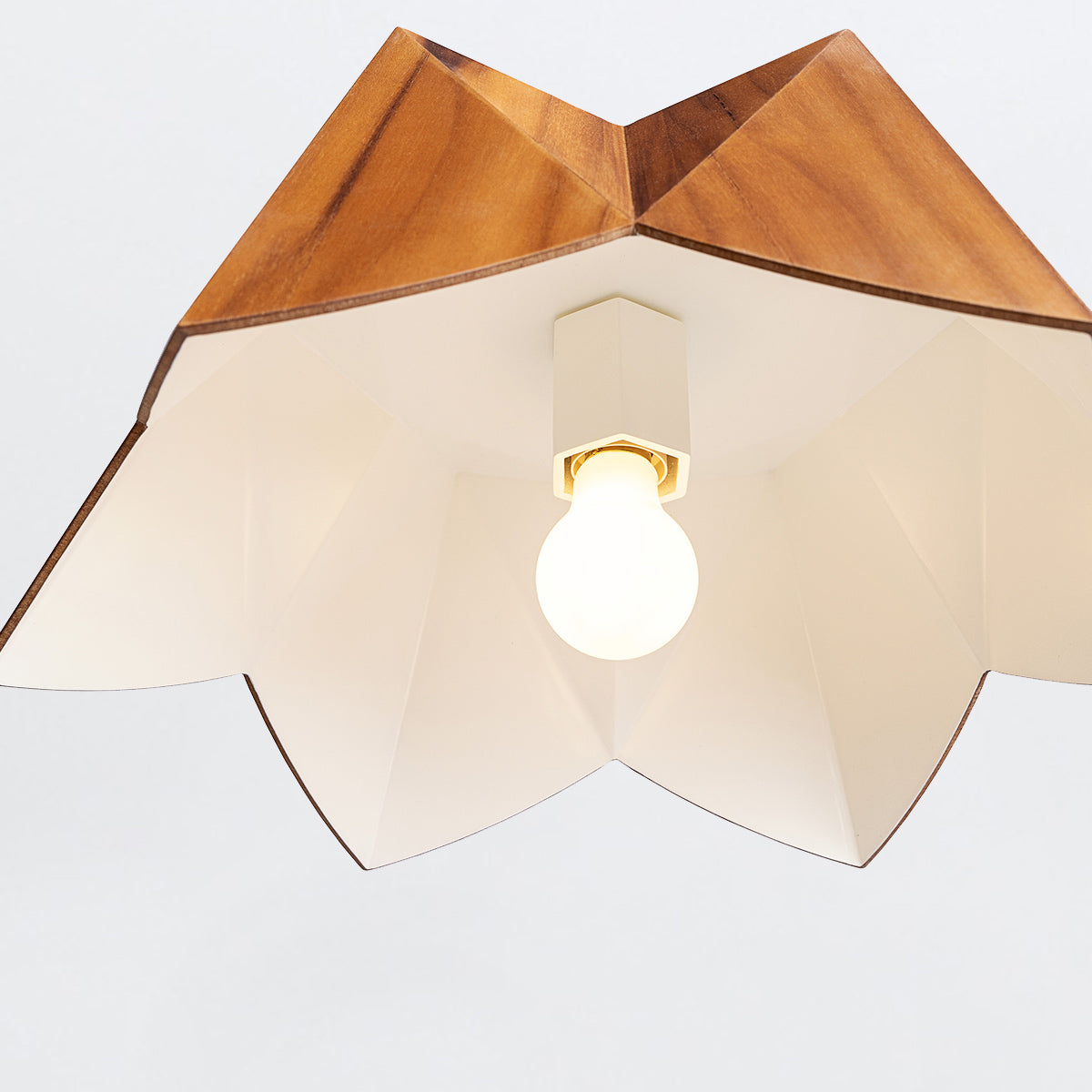 Physalis Natural Teak Wood Veneer Single Drop Pendant