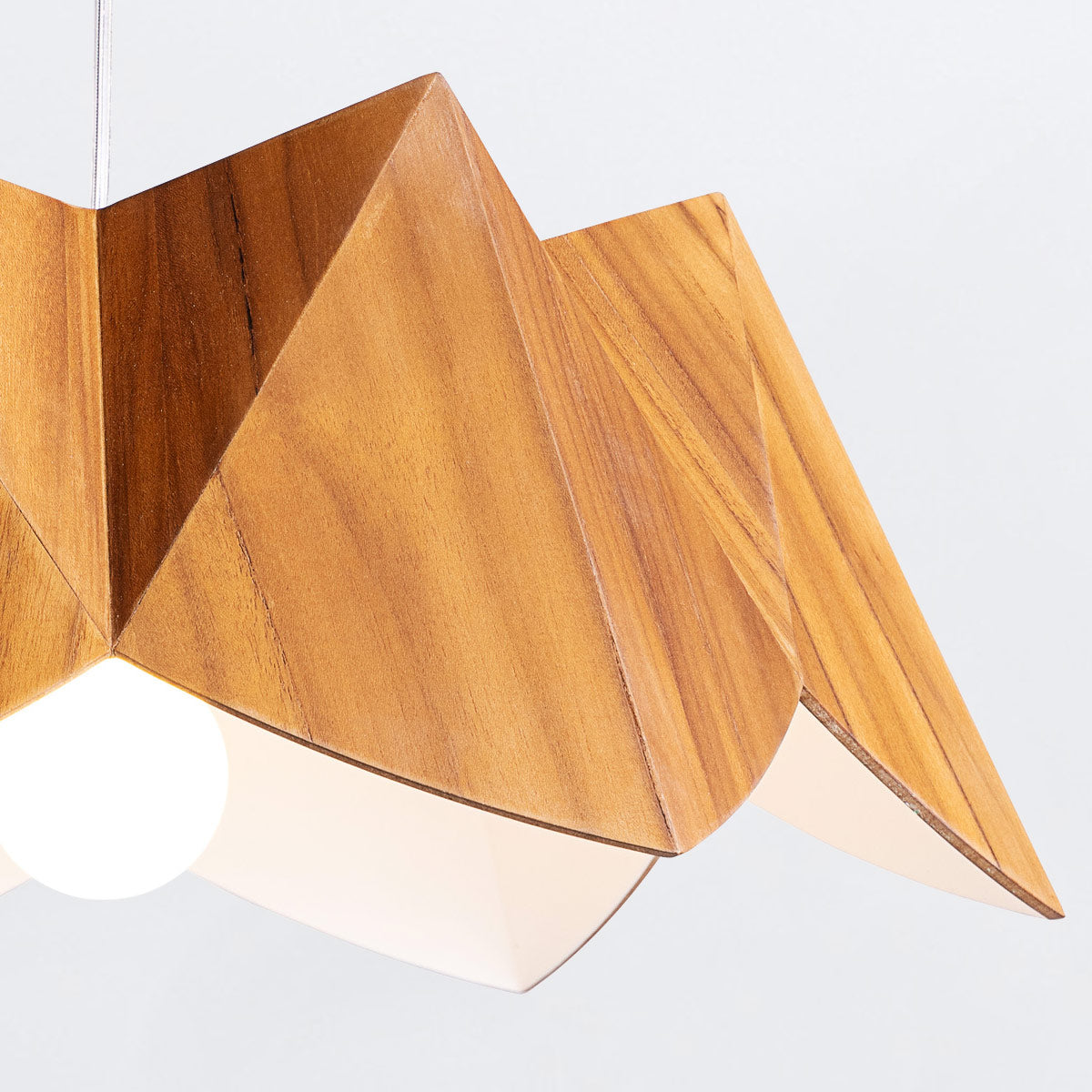 Physalis Natural Teak Wood Veneer Single Drop Pendant