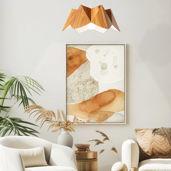 Physalis Natural Teak Wood Veneer Single Drop Pendant