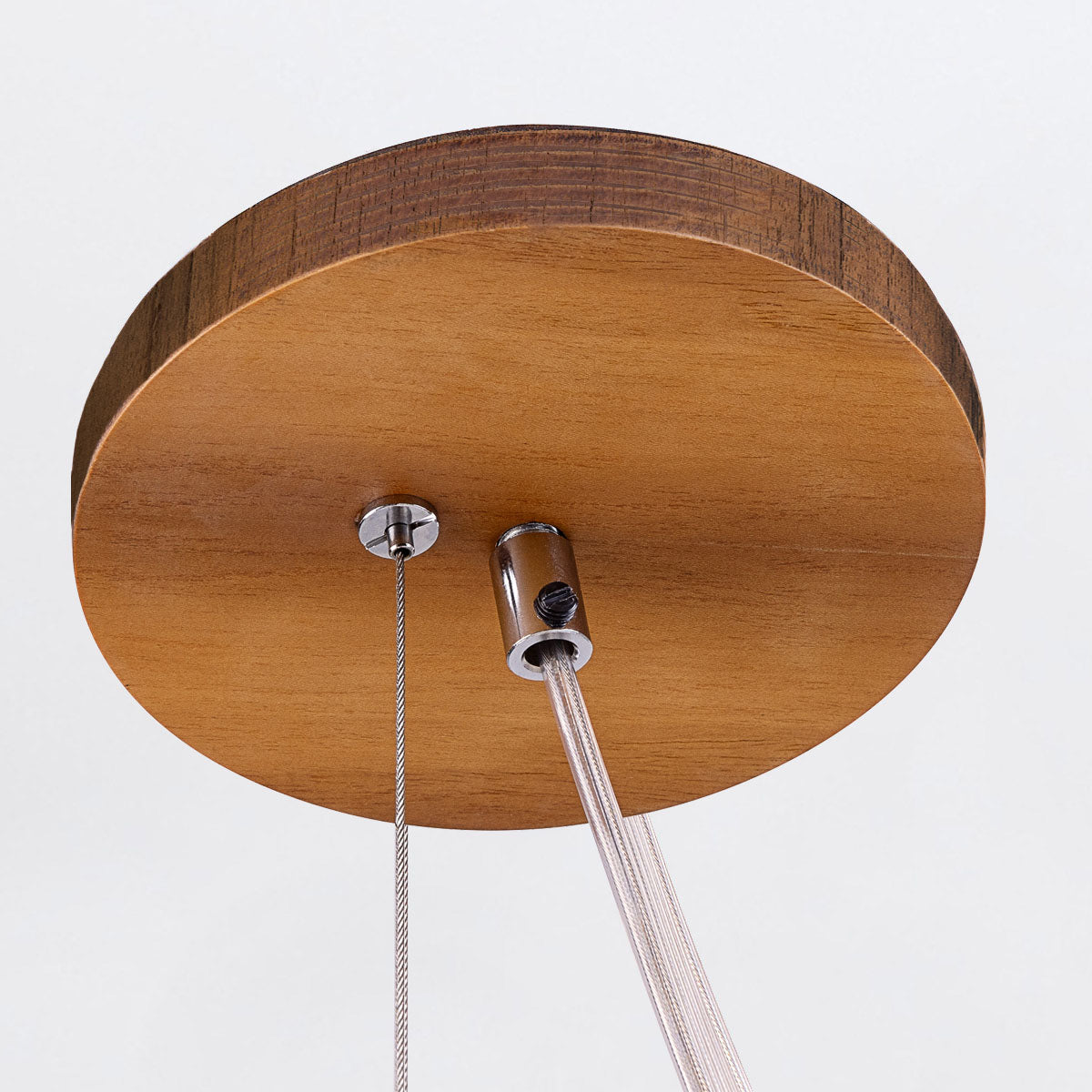 Sfera Natural Teak Wood Veneer Single Drop Pendant with Opal Glass Diffuser