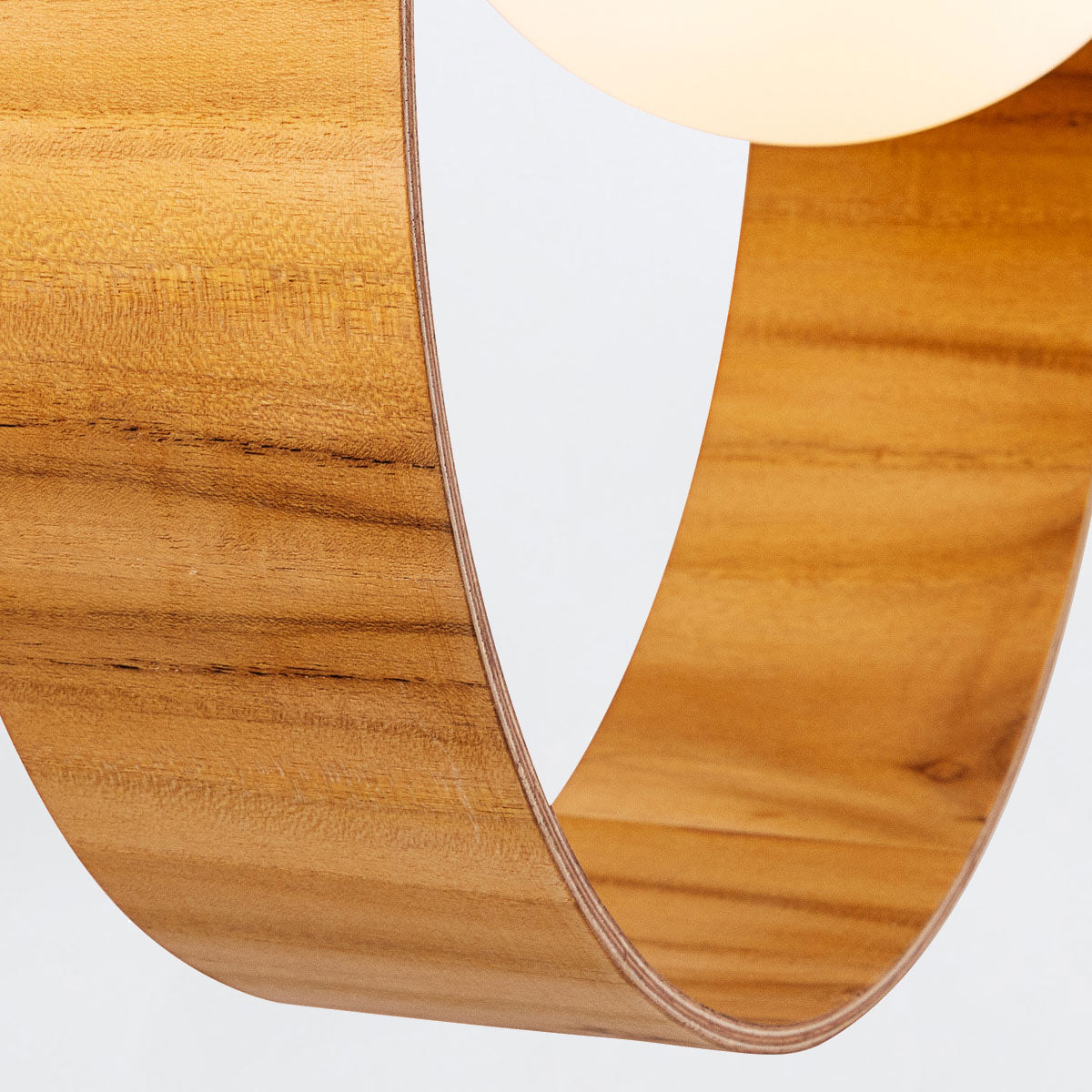 Sfera Natural Teak Wood Veneer Single Drop Pendant with Opal Glass Diffuser