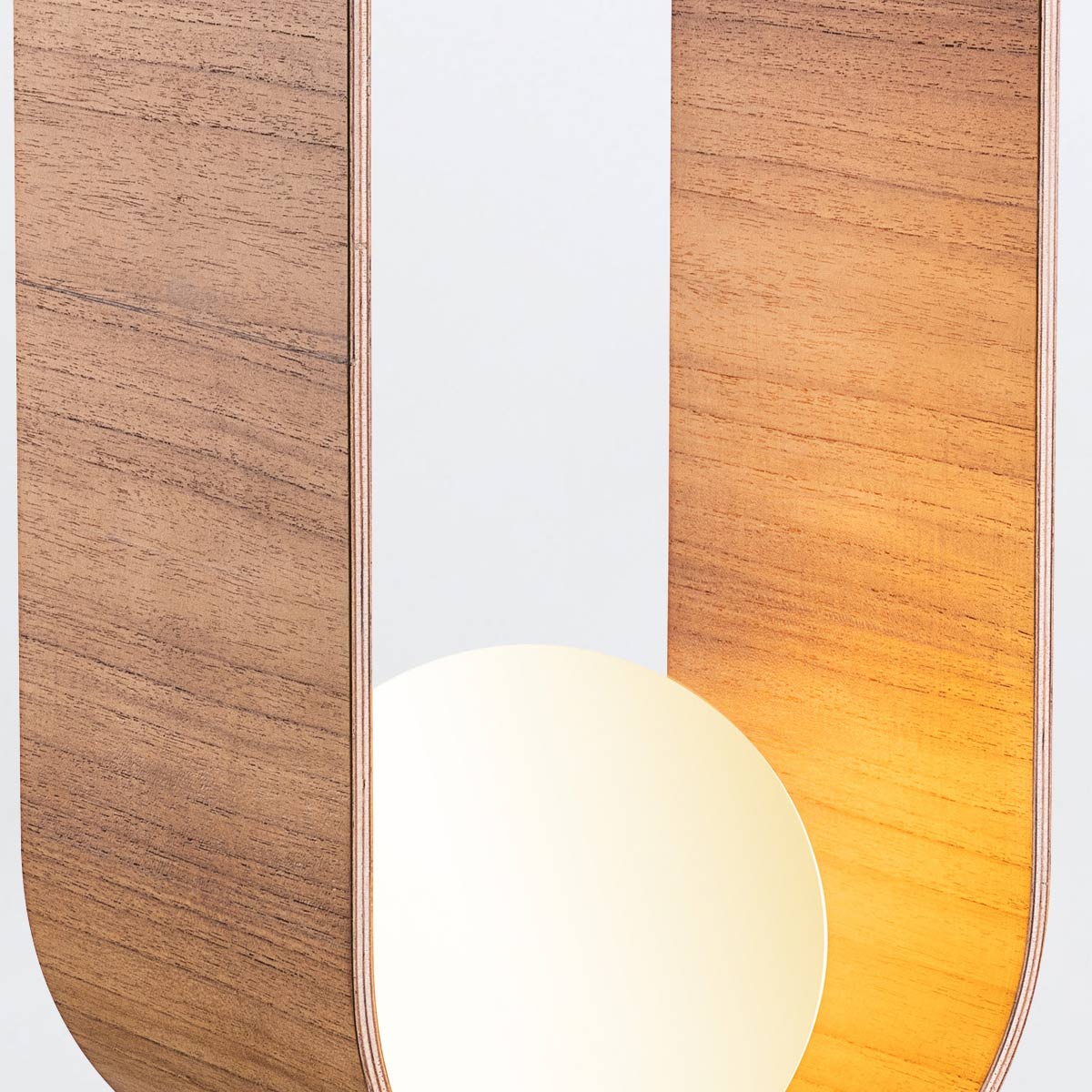 Sfera Natural Teak Wood Veneer Table Lamp with Opal Glass Diffuser