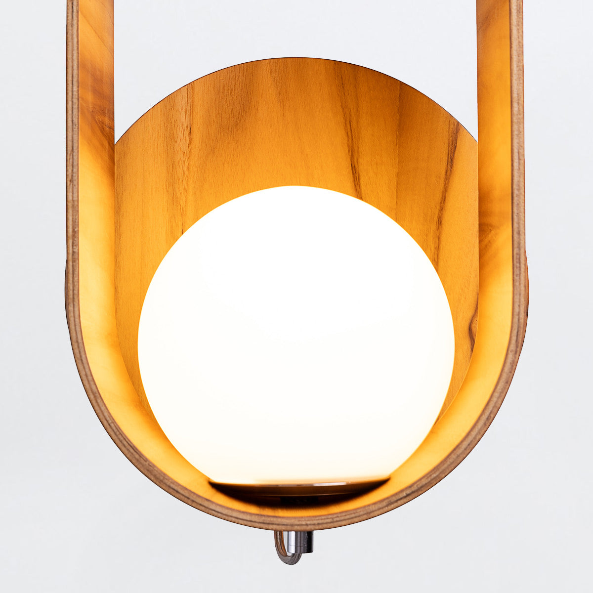 Sfera Natural Teak Wood Veneer Wall Light with Opal Glass Diffuser