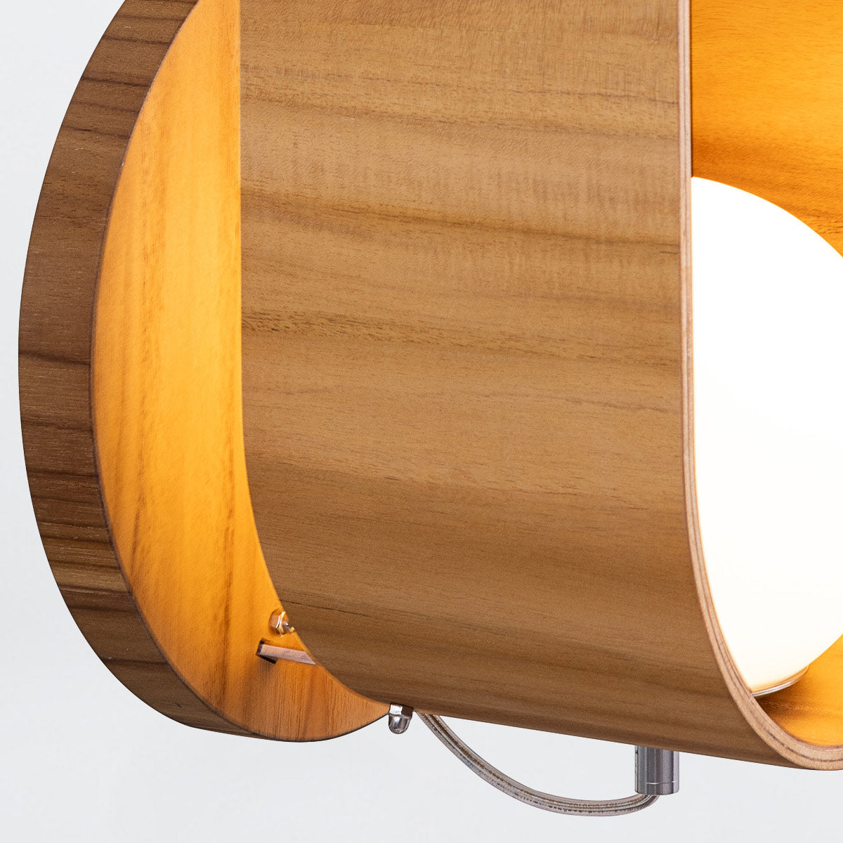 Sfera Natural Teak Wood Veneer Wall Light with Opal Glass Diffuser
