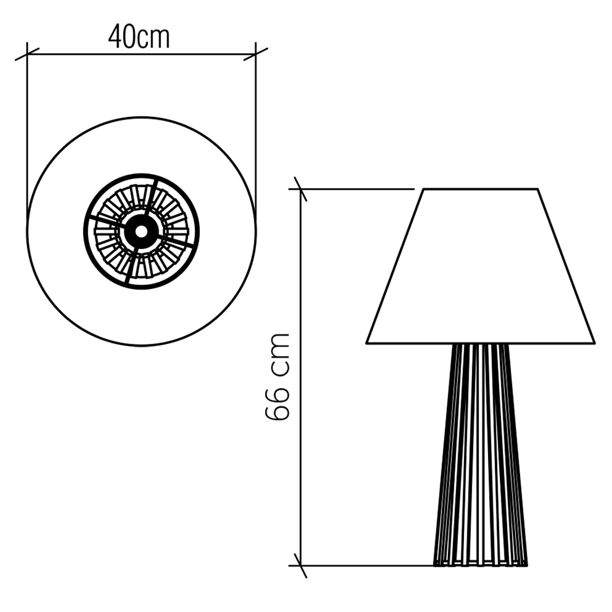 Slatted Natural Teak Wood Veneer Table Lamp with Ivory Shade