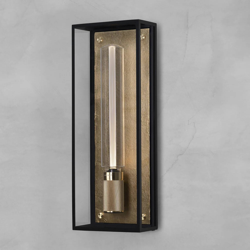Buster + Punch Caged Wet IP44 Wall Light with Knurled Lamp Holder in Black & Brass