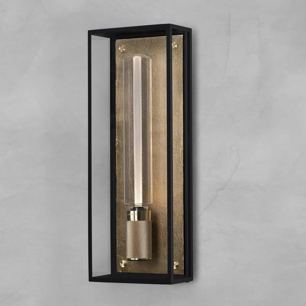 Buster + Punch Caged Wet IP44 Wall Light with Knurled Lamp Holder in Black & Brass