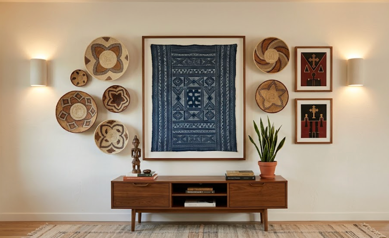Heritage Gallery Layout with Unglazed Ceramic Wall Sconces