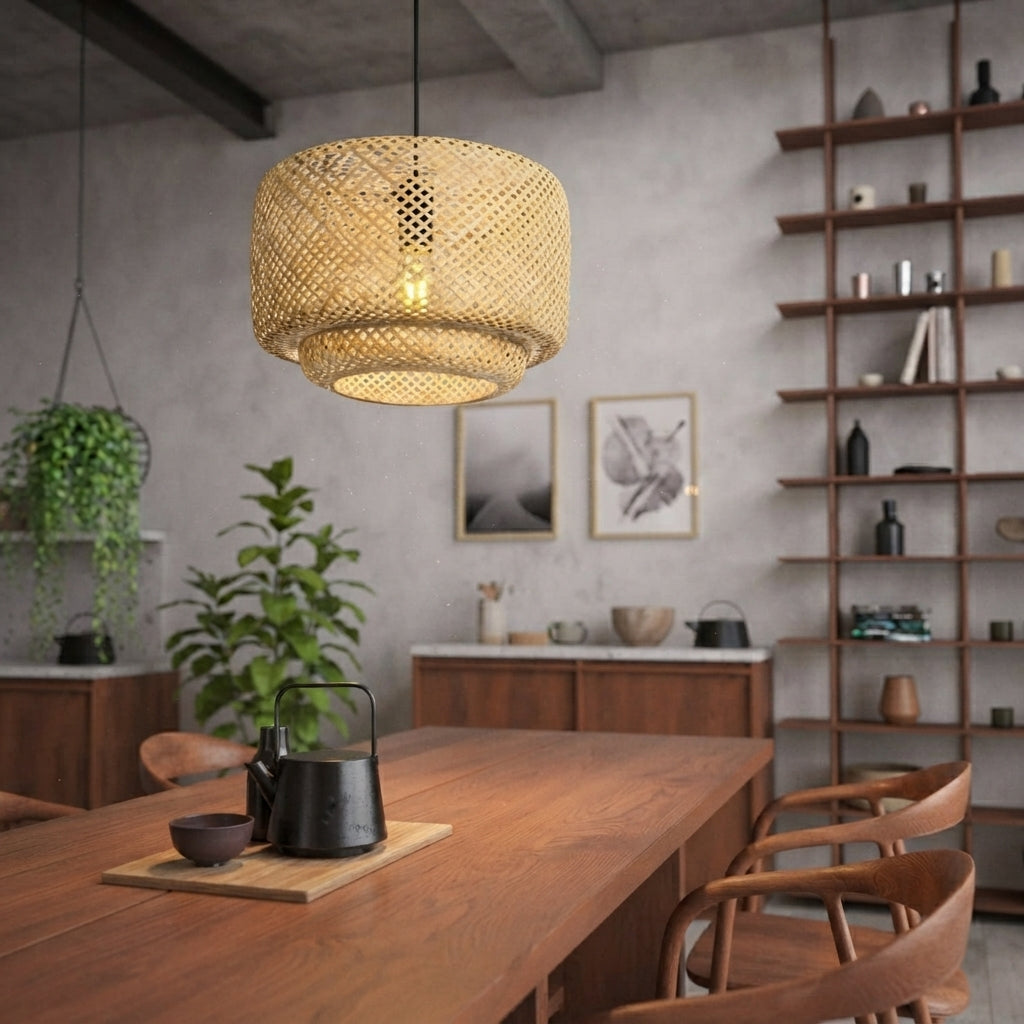 Eglo Hettonle Single Drop Rattan Wicker Pendant Shade