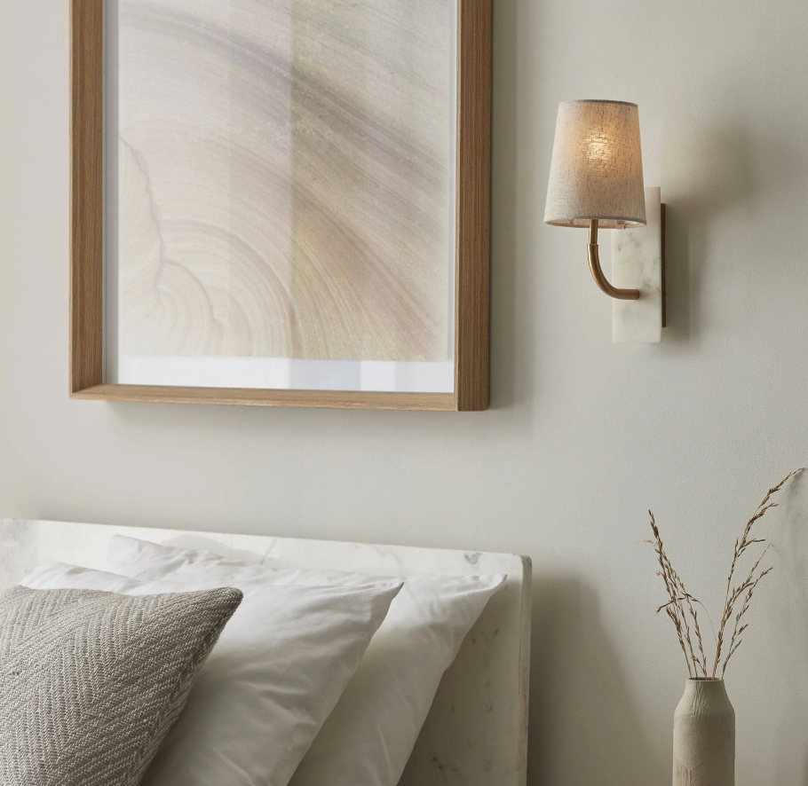 Visionary Lighting Meden Curve Wall Light in Brass and Marble