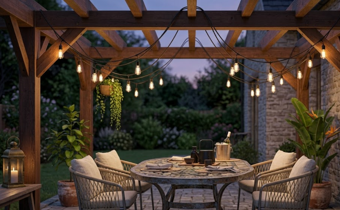Premium Warm White Festoon Outdoor String Lighting Garland
