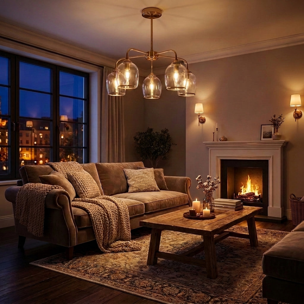 Endon Lighting Ashcroft Five Light Pendant in Brushed Aged Brass