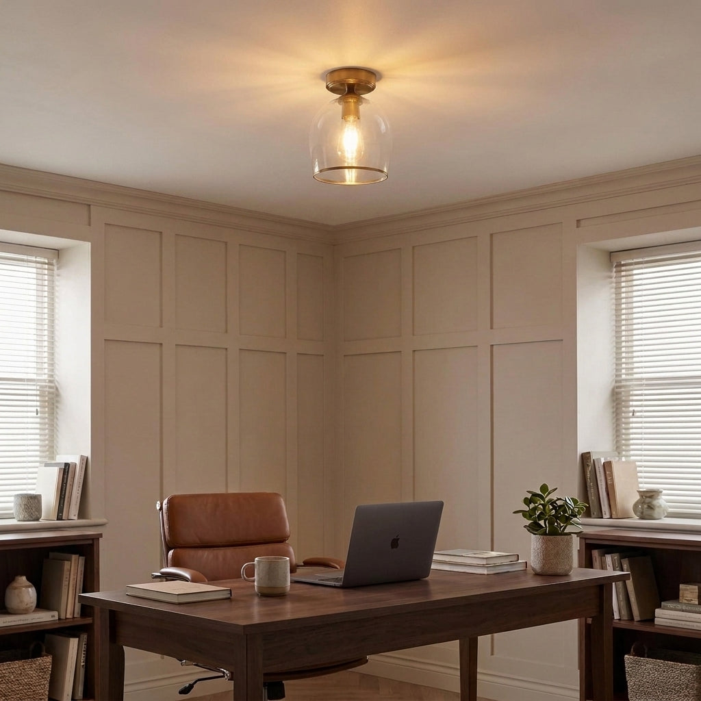 Endon Lighting Ashcroft Flush Ceiling Light in Brushed Aged Brass