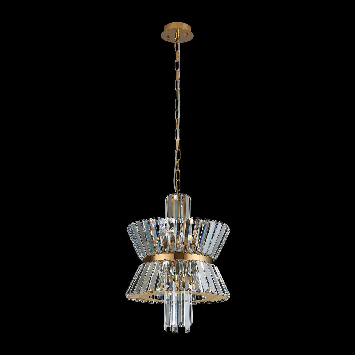 Vienna 4 Light Pendant in Brass & Clear Crystal Glass
