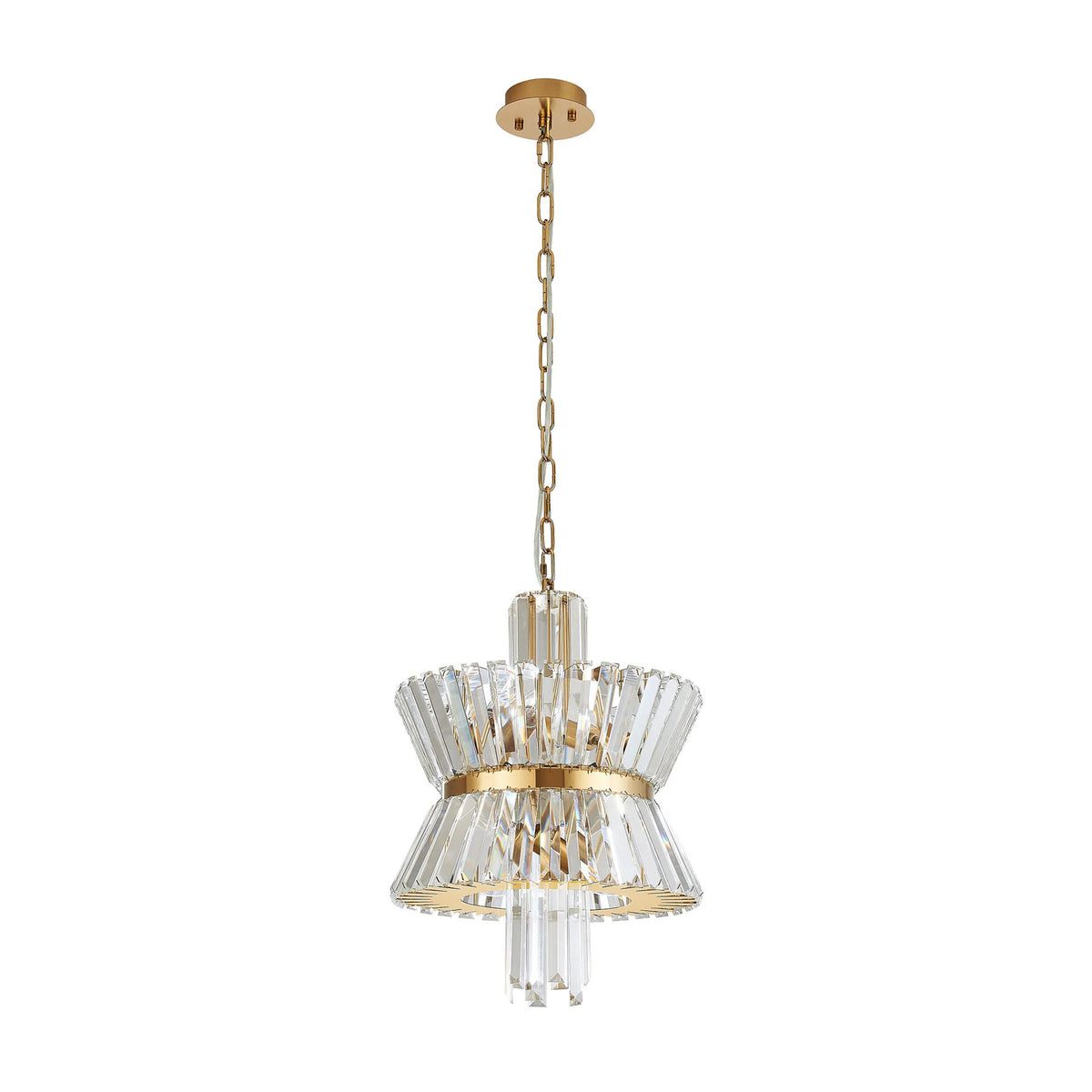 Vienna 4 Light Pendant in Brass & Clear Crystal Glass