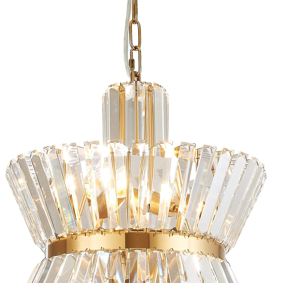 Vienna 4 Light Pendant in Brass & Clear Crystal Glass