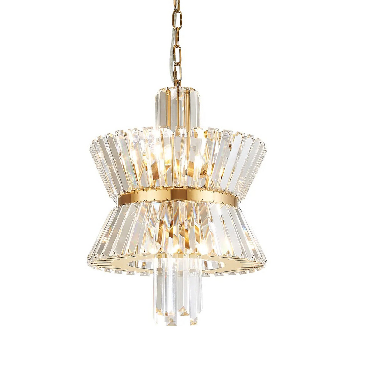 Vienna 4 Light Pendant in Brass & Clear Crystal Glass