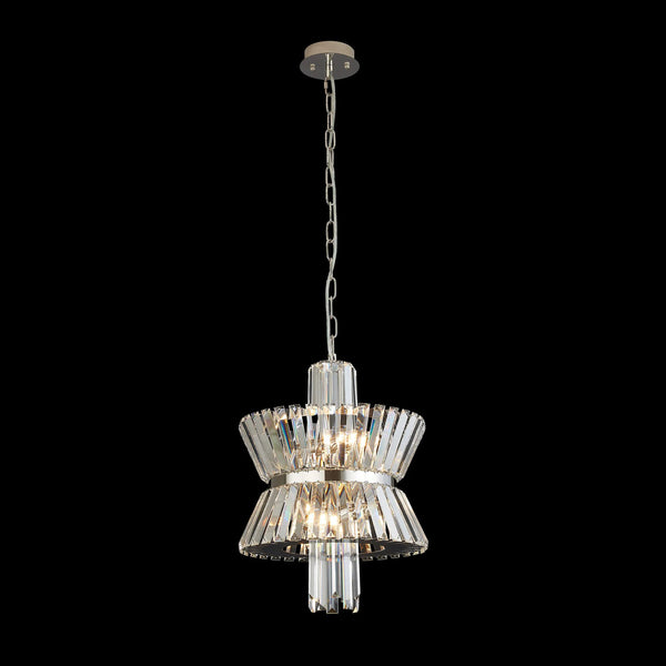 Vienna 4 Light Pendant in Polished Nickel & Clear Crystal Glass