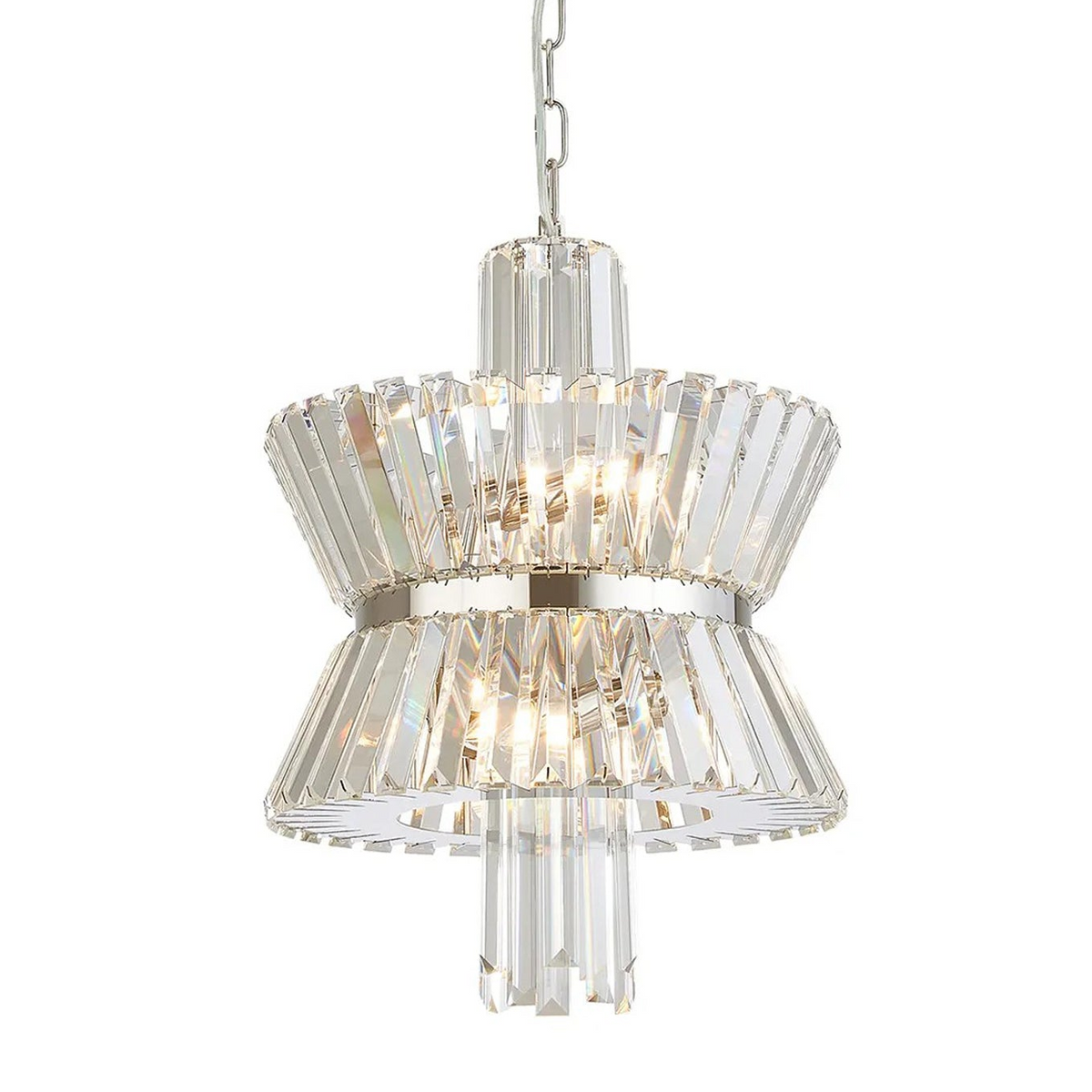 Vienna 4 Light Pendant in Polished Nickel & Clear Crystal Glass
