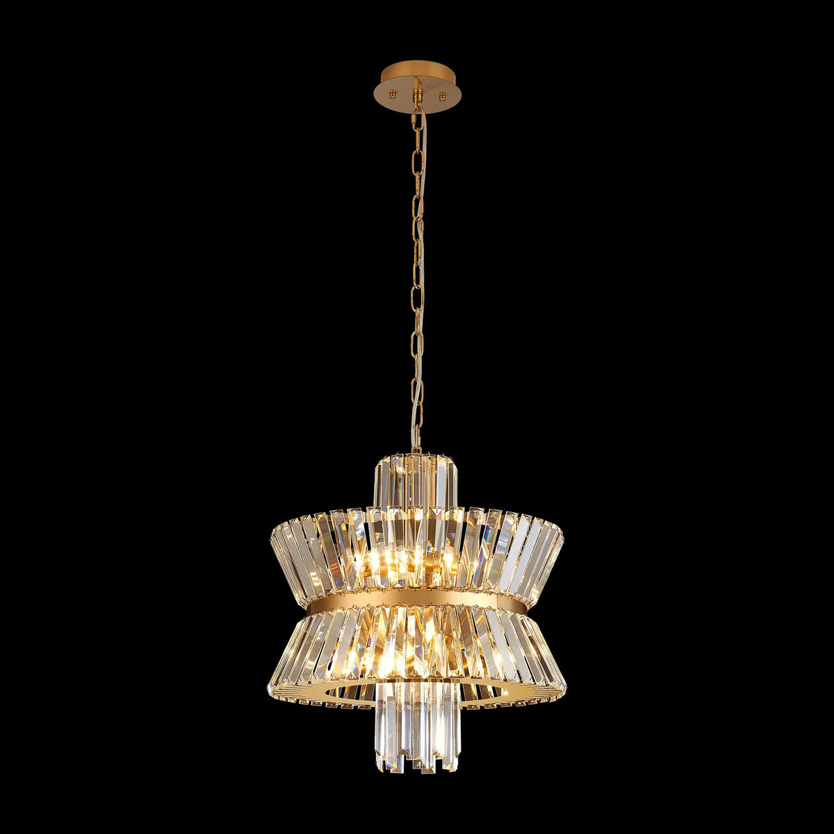 Vienna 8 Light Pendant in Brass & Clear Crystal Glass