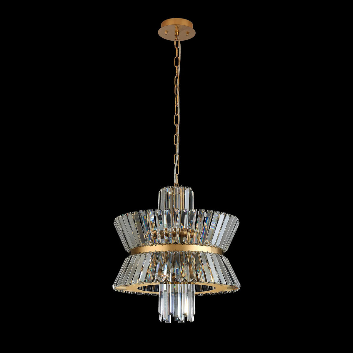 Vienna 8 Light Pendant in Brass & Clear Crystal Glass