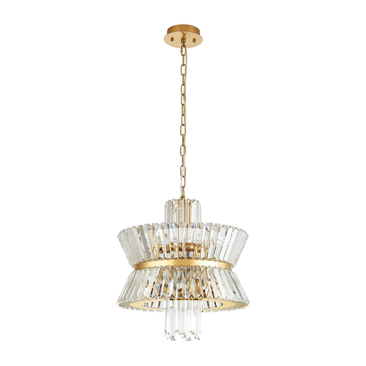 Vienna 8 Light Pendant in Brass & Clear Crystal Glass