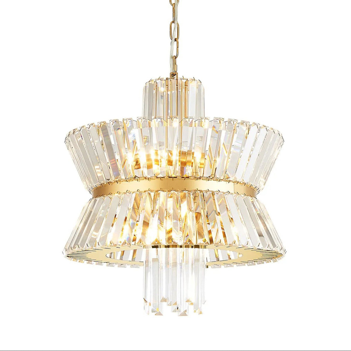 Vienna 8 Light Pendant in Brass & Clear Crystal Glass