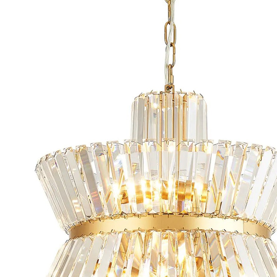 Vienna 8 Light Pendant in Brass & Clear Crystal Glass