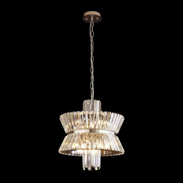 Vienna 8 Light Pendant in Polished Nickel & Clear Crystal Glass