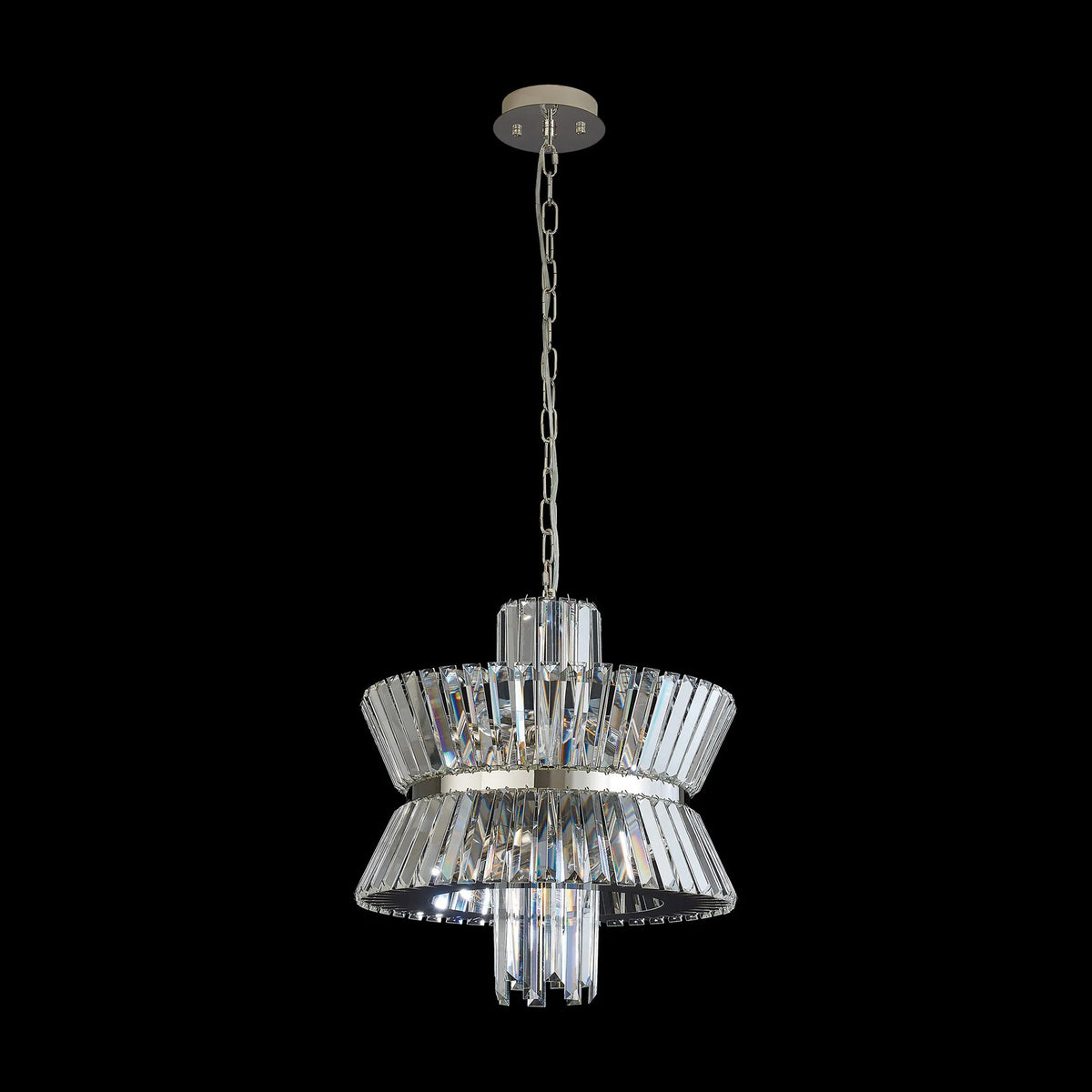 Vienna 8 Light Pendant in Polished Nickel & Clear Crystal Glass