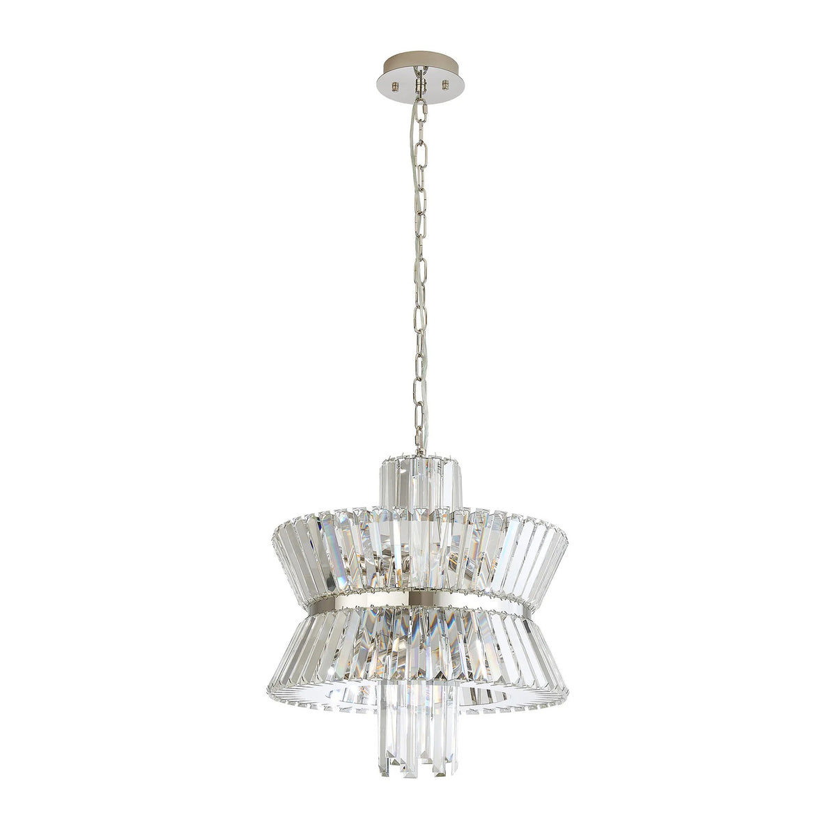 Vienna 8 Light Pendant in Polished Nickel & Clear Crystal Glass