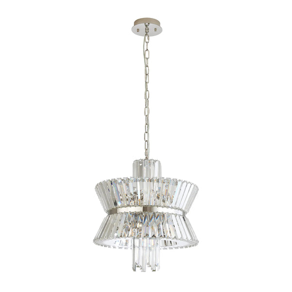Vienna 8 Light Pendant in Polished Nickel & Clear Crystal Glass