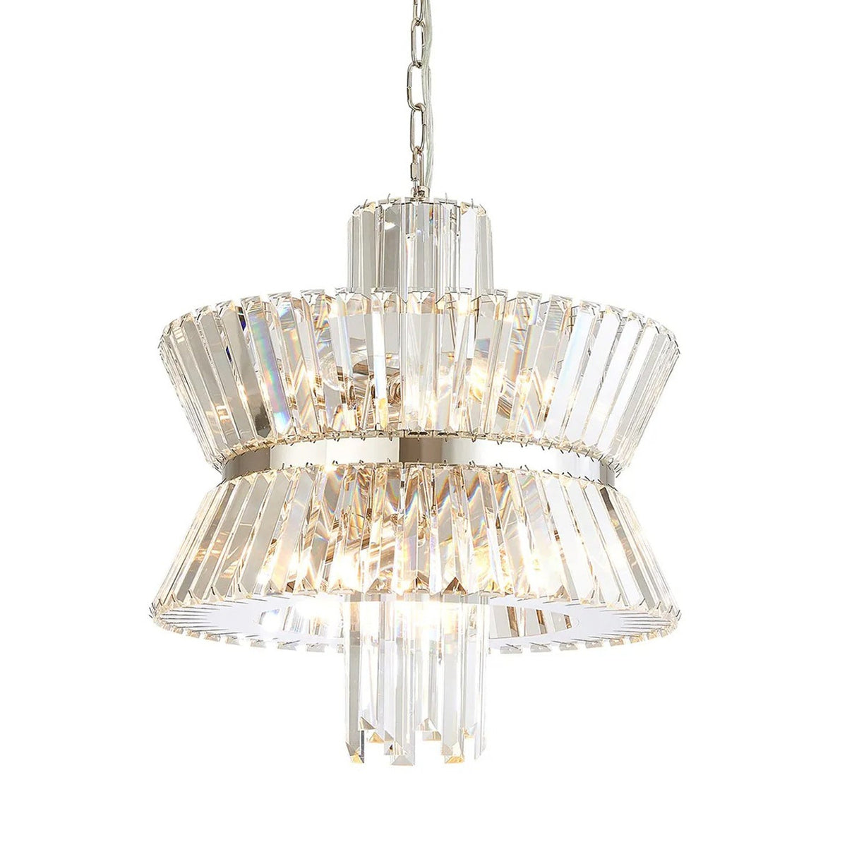 Vienna 8 Light Pendant in Polished Nickel & Clear Crystal Glass