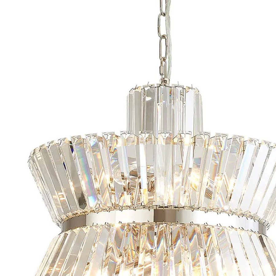 Vienna 8 Light Pendant in Polished Nickel & Clear Crystal Glass