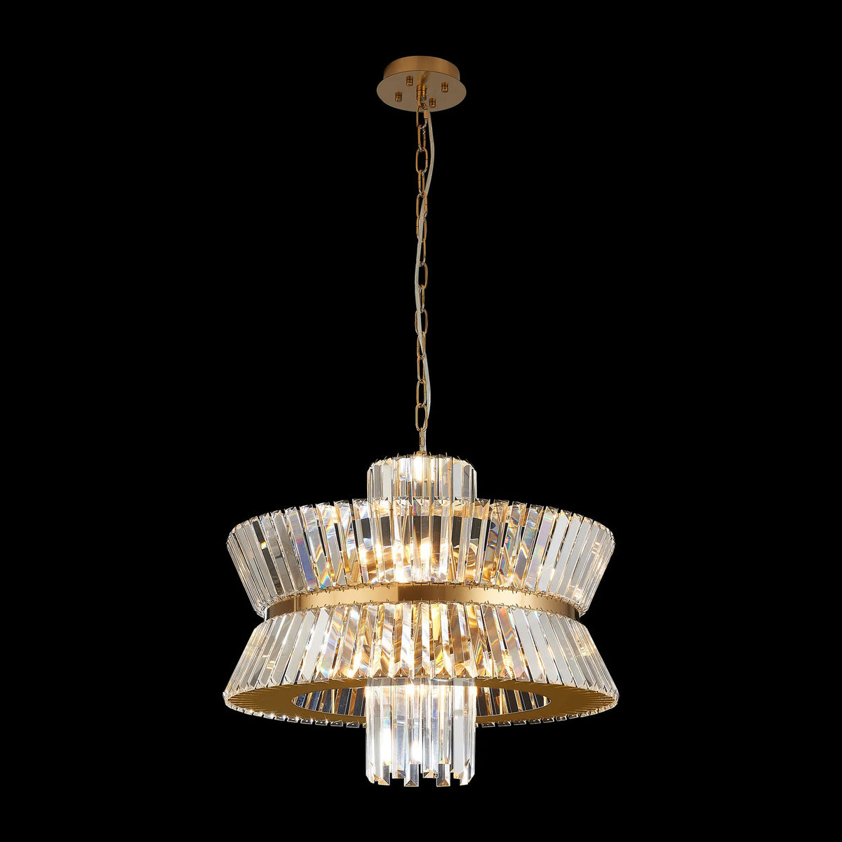 Vienna 12 Light Pendant in Brass & Clear Crystal Glass