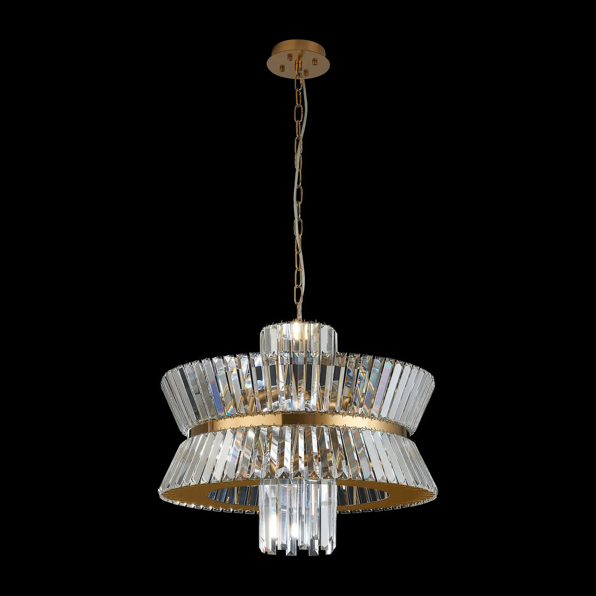 Vienna 12 Light Pendant in Brass & Clear Crystal Glass