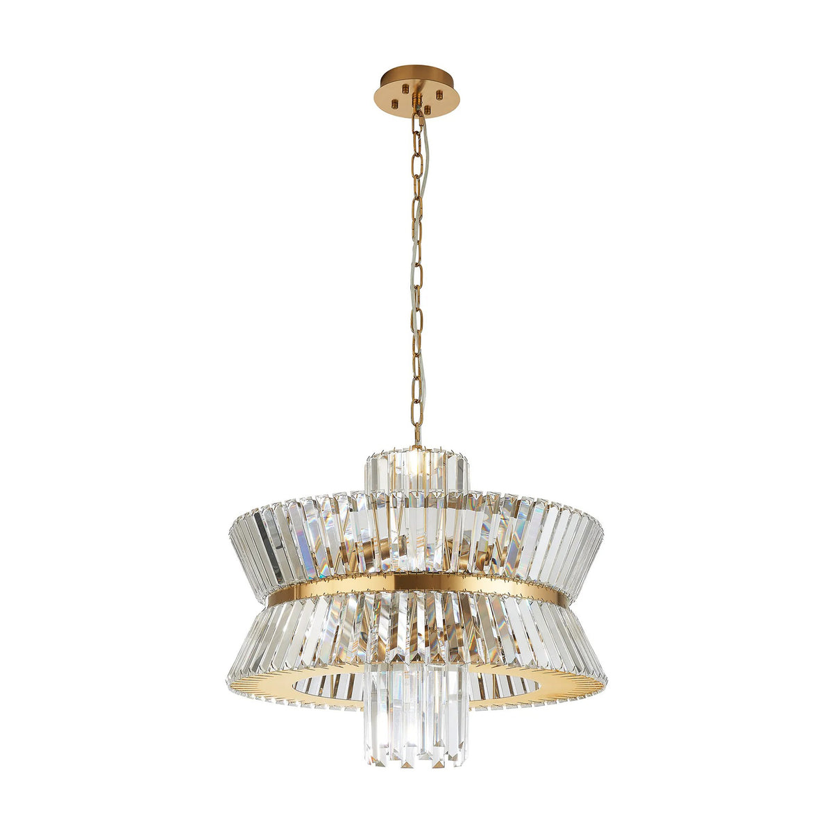 Vienna 12 Light Pendant in Brass & Clear Crystal Glass