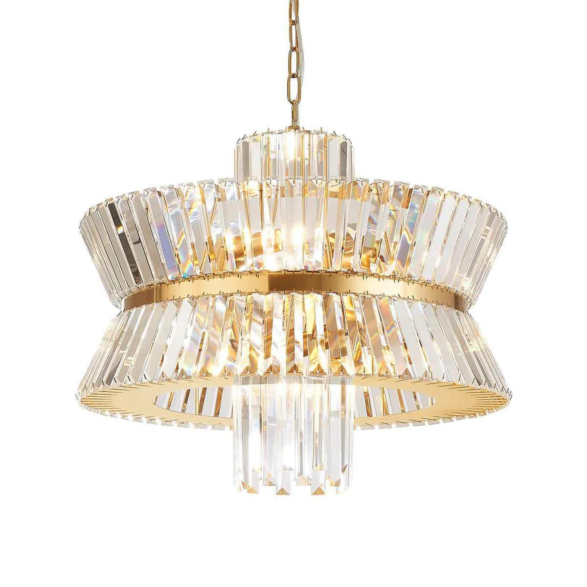 Vienna 12 Light Pendant in Brass & Clear Crystal Glass