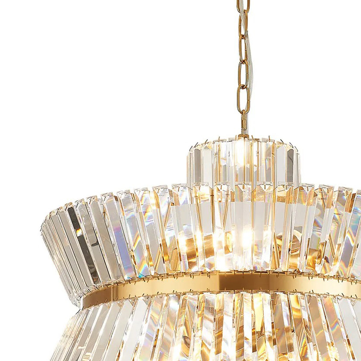 Vienna 12 Light Pendant in Brass & Clear Crystal Glass