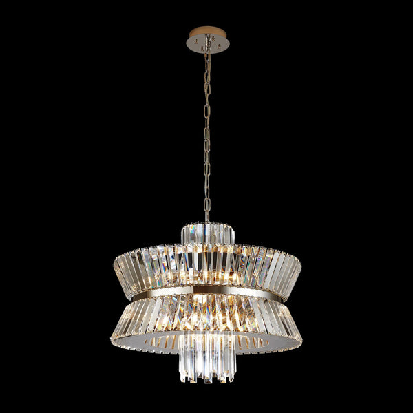 Vienna 12 Light Pendant in Polished Nickel & Clear Crystal Glass